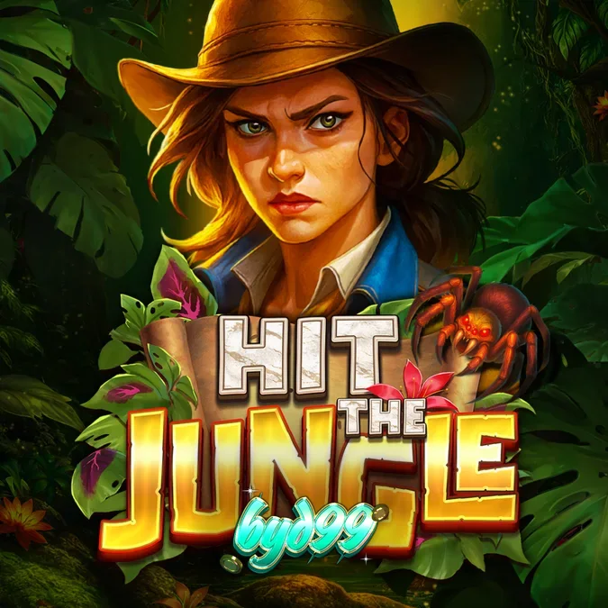 Tampilan visual slot Hit the Jungle dengan simbol hutan yang cerah